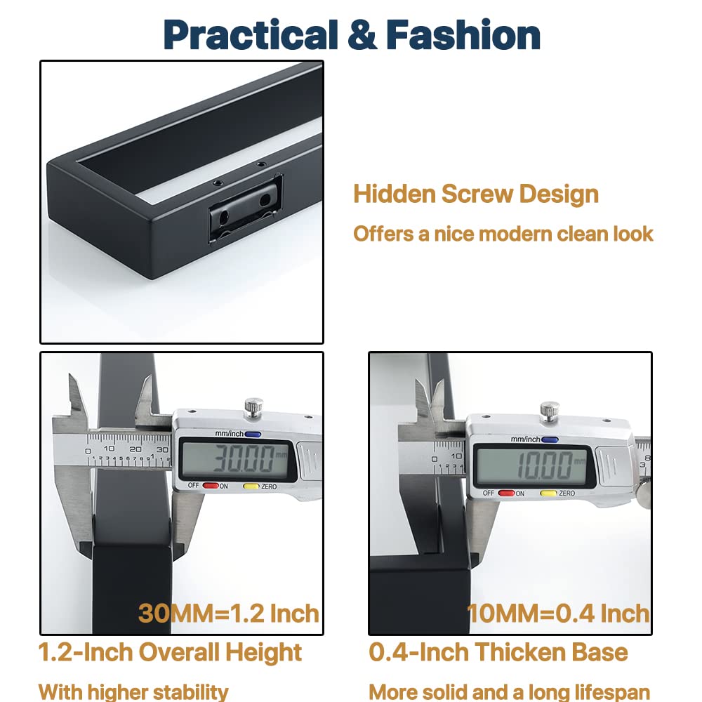 Sayayo Matte Black Towel Bar For Bathroom, 16 Inch Bath Towel Rack Towel Rod Hand Towel Holder Wall Mount Holder Square Sus304 S